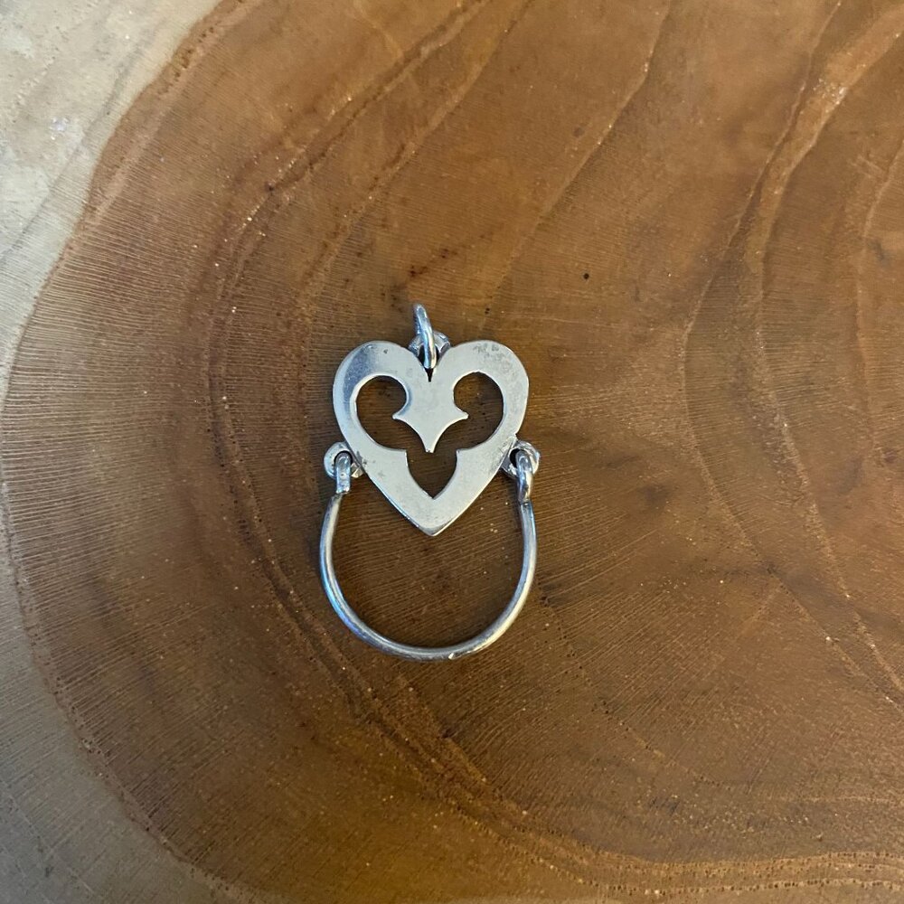 RETIRED James Avery Scrolled Heart Charm Holder, Sterling Silver